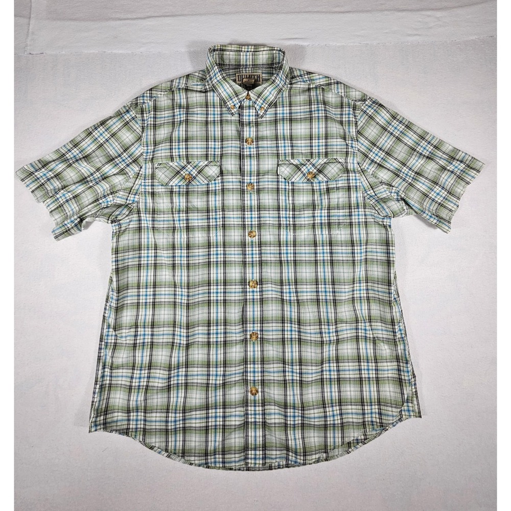 Duluth‎ Trading Co Mens Large Green Plaid Short Sleeve Button Down Shirt 51706